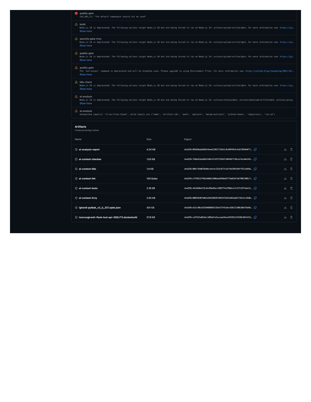 The gate context artifacts /images/ai-security-review-finds-the-bug-ci-gates-missed/04-artifacts-context.png
